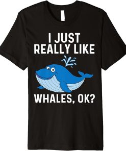 Funny Whale Art For Men Women Orca Narwhal Blue Whales Premium T-Shirt