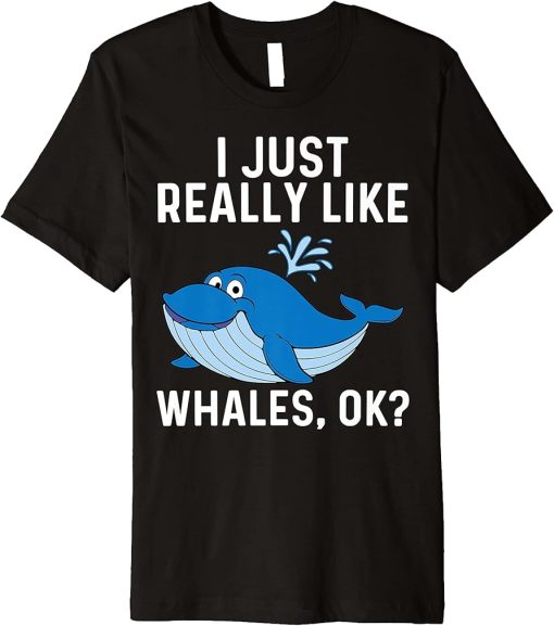 Funny Whale Art For Men Women Orca Narwhal Blue Whales Premium T-Shirt