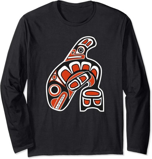 Orca Whale Haida Style Art - Native American Totem Tribal Long Sleeve T-Shirt