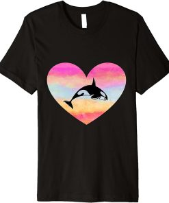 I Love Orcas Killer Whales Heart Lover Artistic Colorful Art Premium T-Shirt