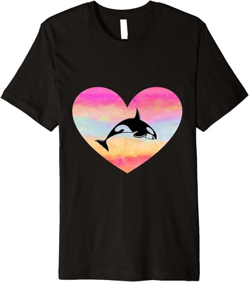 I Love Orcas Killer Whales Heart Lover Artistic Colorful Art Premium T-Shirt